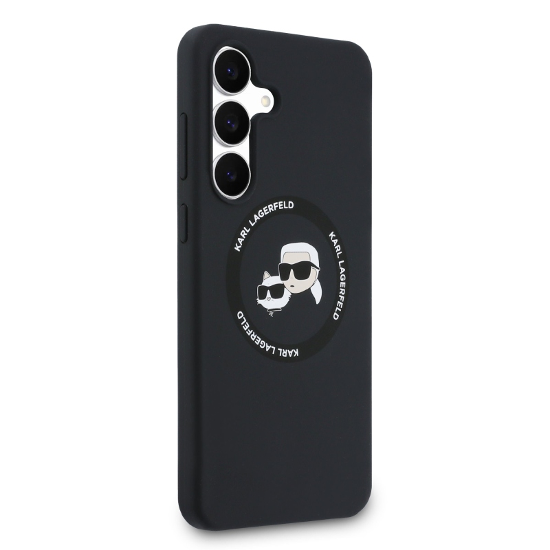 Karl Lagerfeld Liquid Silicone K&CH Heads MagSafe Zadní Kryt pro Samsung Galaxy S25 FE Black