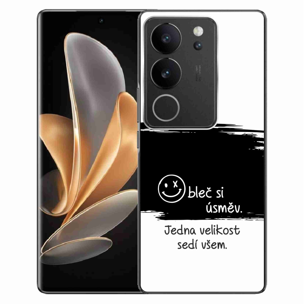 Gelový kryt mmCase na Vivo V29 5G - vtipný text 8 černobílé pozadí
