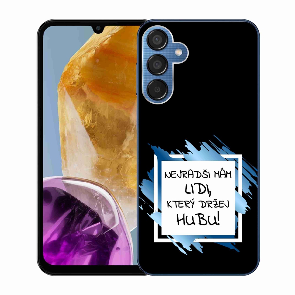 Gelový kryt mmCase na Samsung Galaxy M15 5G - vtipný text 7 bíločerné pozadí