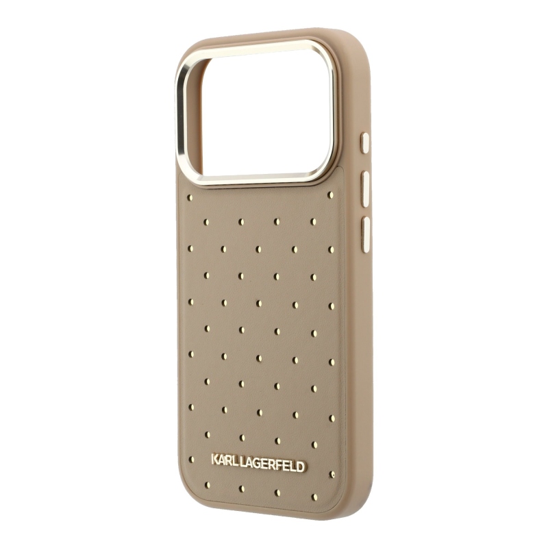 Karl Lagerfeld PU Perforated Gold Dots MagSafe Zadní Kryt pro iPhone 17 Pro Beige