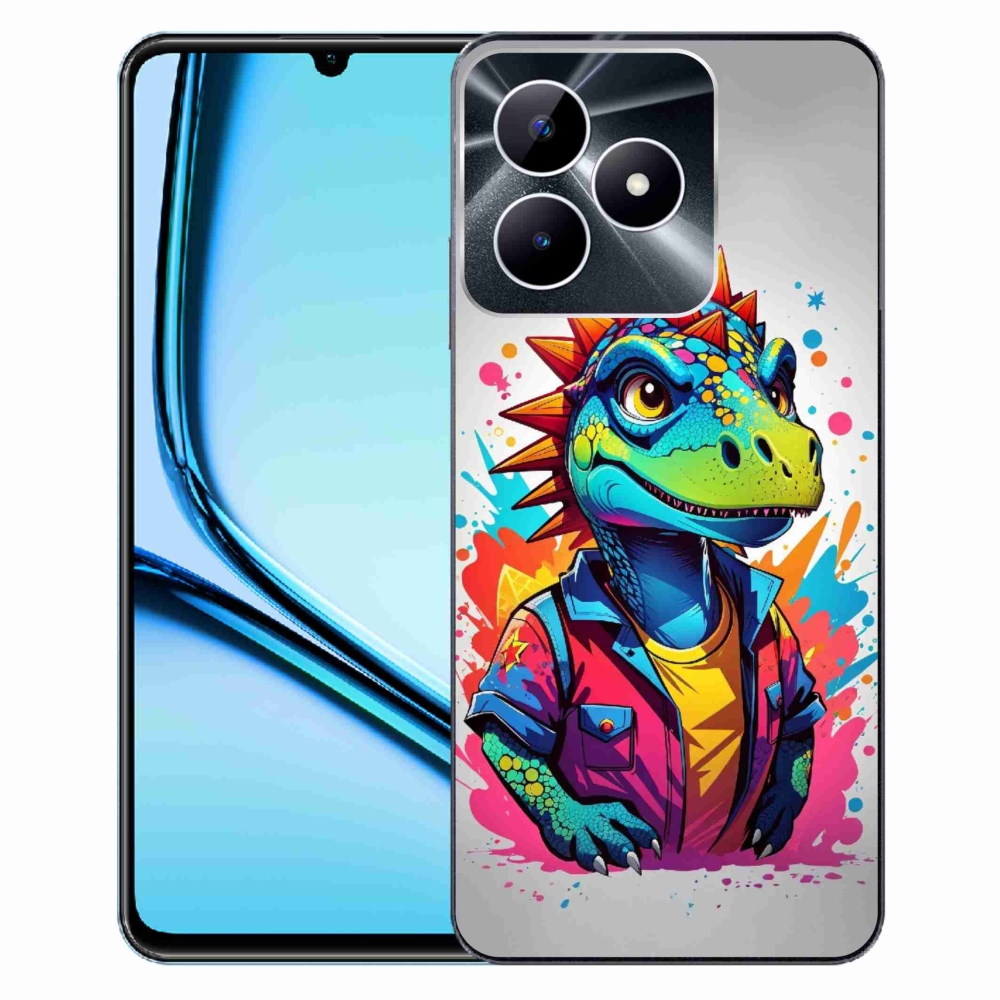 Gelový kryt mmCase na Realme Note 50 - barevný dinosaurus