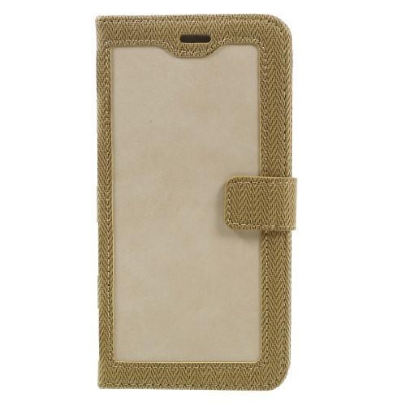 Frame PU kožené stylové pouzdro na iPhone 6 Plus a 6s Plus - béžové