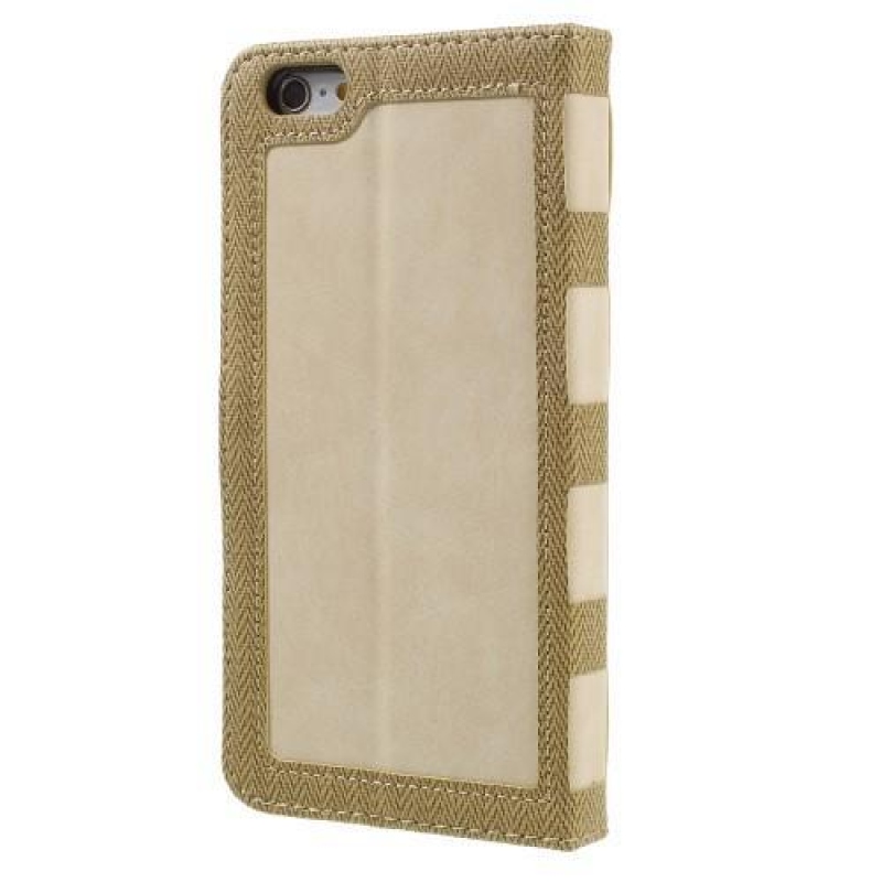 Frame PU kožené stylové pouzdro na iPhone 6 Plus a 6s Plus - béžové