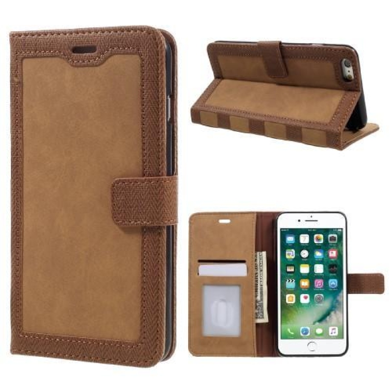Frame PU kožené stylové pouzdro na iPhone 6 Plus a 6s Plus - hnědé