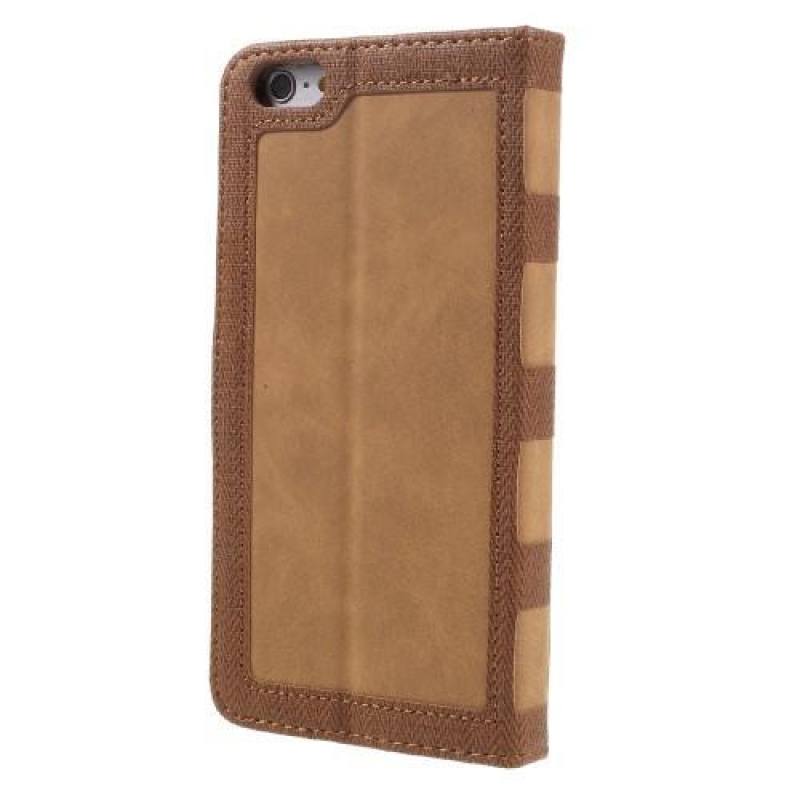 Frame PU kožené stylové pouzdro na iPhone 6 Plus a 6s Plus - hnědé