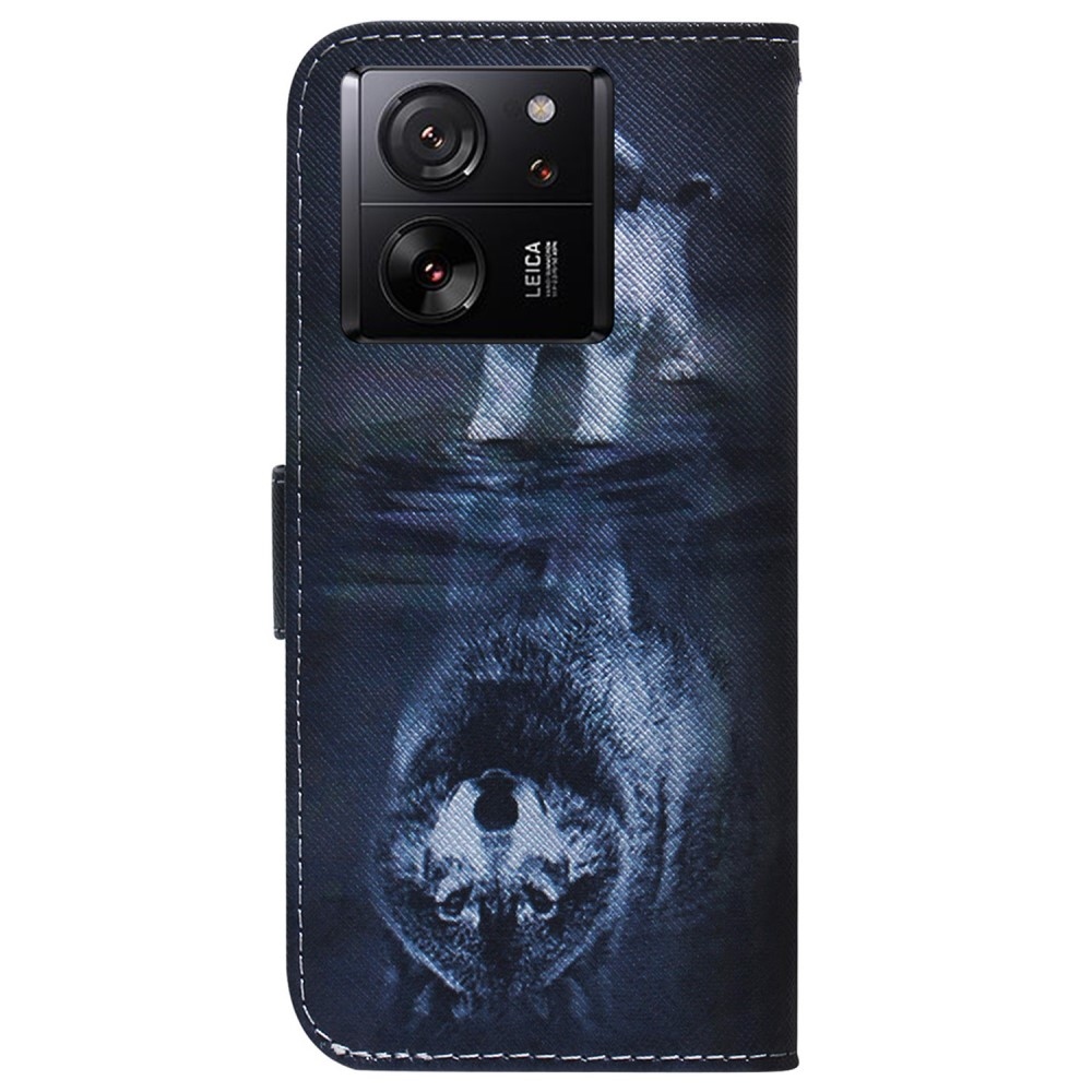 Printy knížkové pouzdro na Xiaomi 13T/13T Pro - štěně a odraz vlka