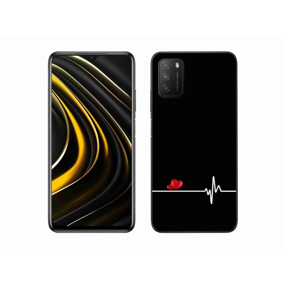 Gelový kryt mmCase na Xiaomi Poco M3 - srdce a tep černé pozadí