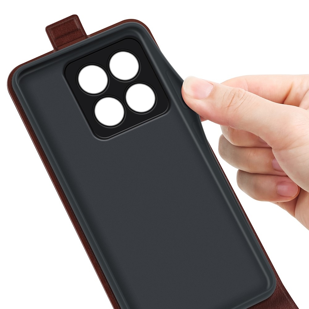 Vertical knížkové pouzdro na Xiaomi 14 Pro - hnědé