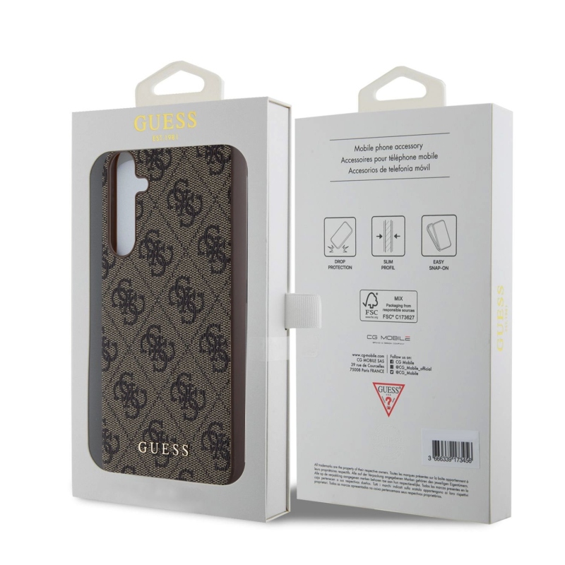 Guess 4G Charm Zadní Kryt pro Samsung Galaxy A35 5G Brown