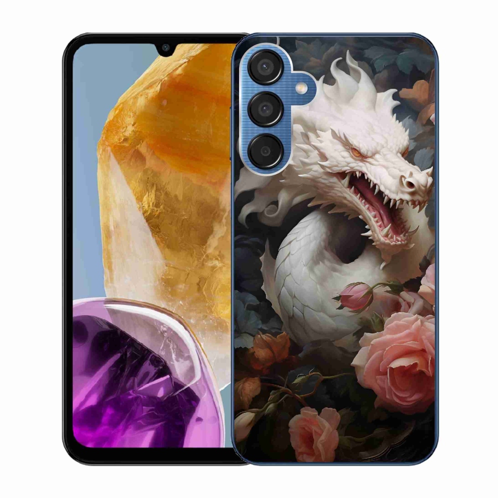Gelový kryt mmCase na Samsung Galaxy M15 5G - bílý drak