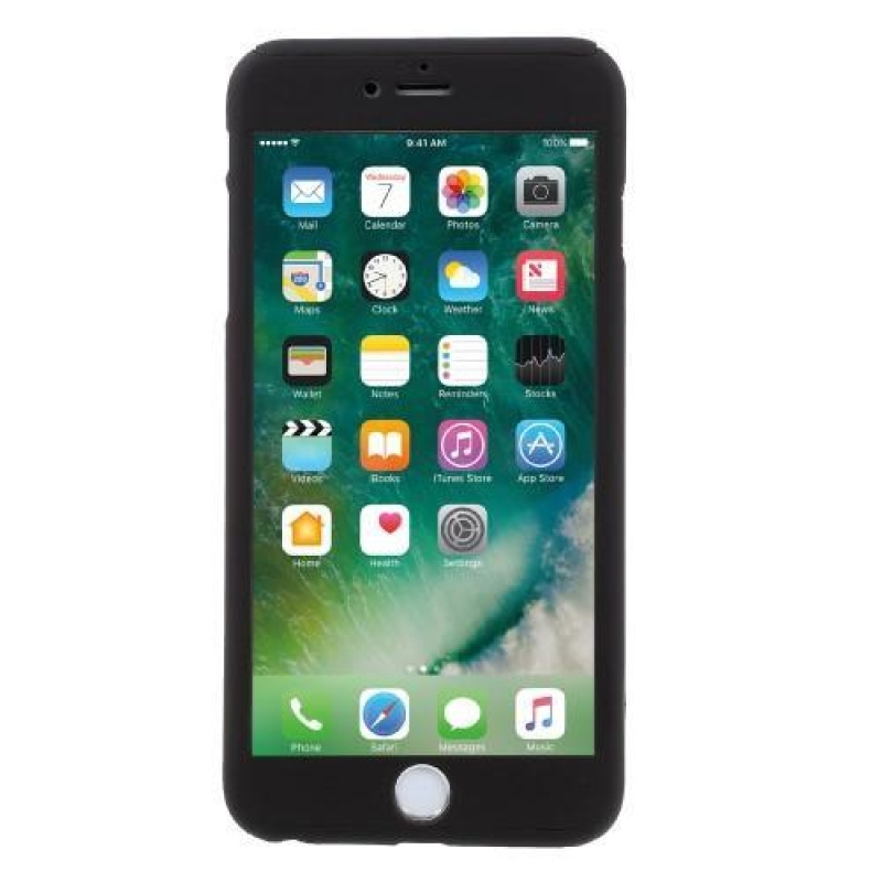 Full plastový obal s tvrzeným sklem na iPhone 6s Plus a 6 Plus - černý