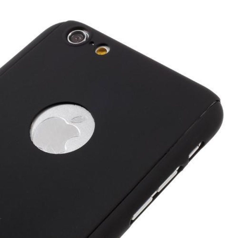 Full plastový obal s tvrzeným sklem na iPhone 6s Plus a 6 Plus - černý