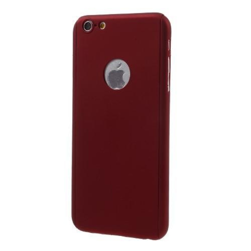 Full plastový obal s tvrzeným sklem na iPhone 6s Plus a 6 Plus - červený