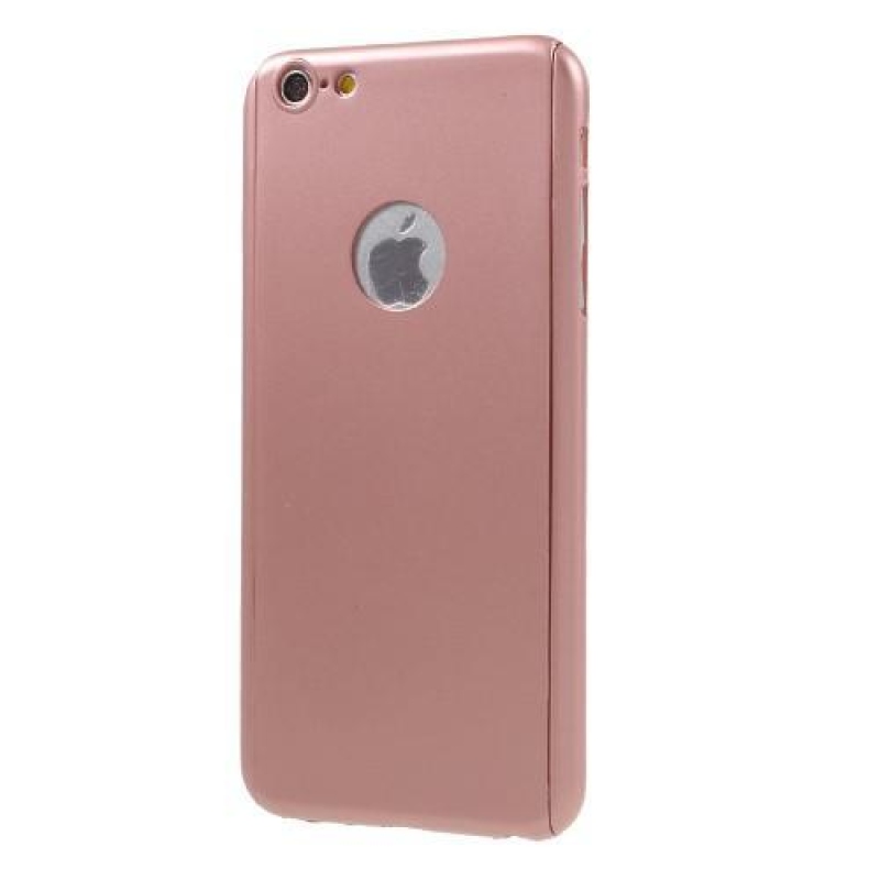 Full plastový obal s tvrzeným sklem na iPhone 6s Plus a 6 Plus - růžovozlatý