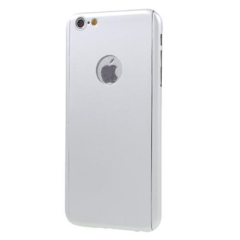 Full plastový obal s tvrzeným sklem na iPhone 6s Plus a 6 Plus - stříbrný