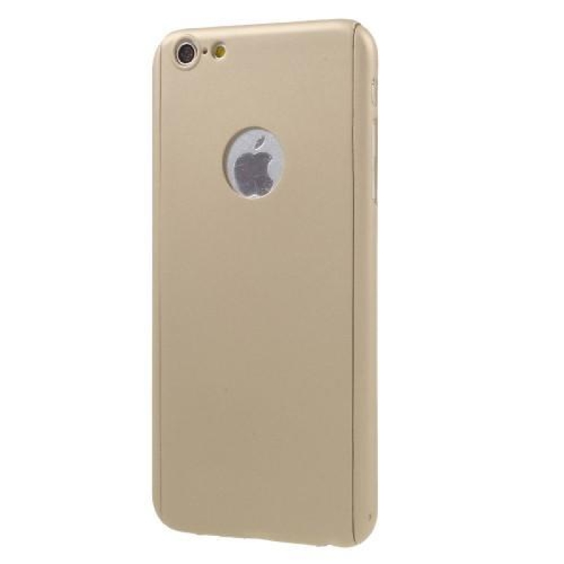 Full plastový obal s tvrzeným sklem na iPhone 6s Plus a 6 Plus - zlatý