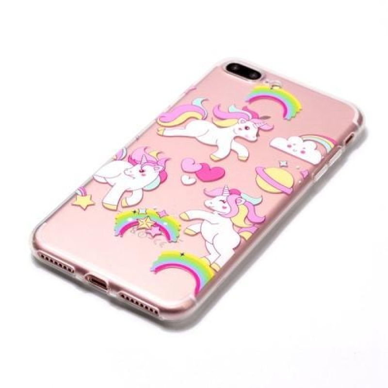 Funny gelový obal na iPhone 8 Plus a iPhone 7 Plus - jednorožci a srdce