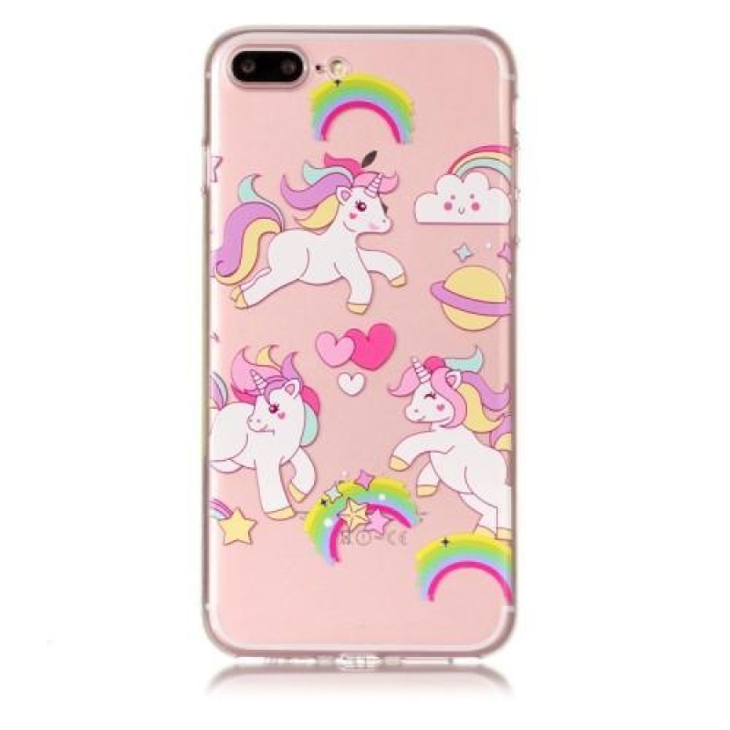 Funny gelový obal na iPhone 8 Plus a iPhone 7 Plus - jednorožci a srdce