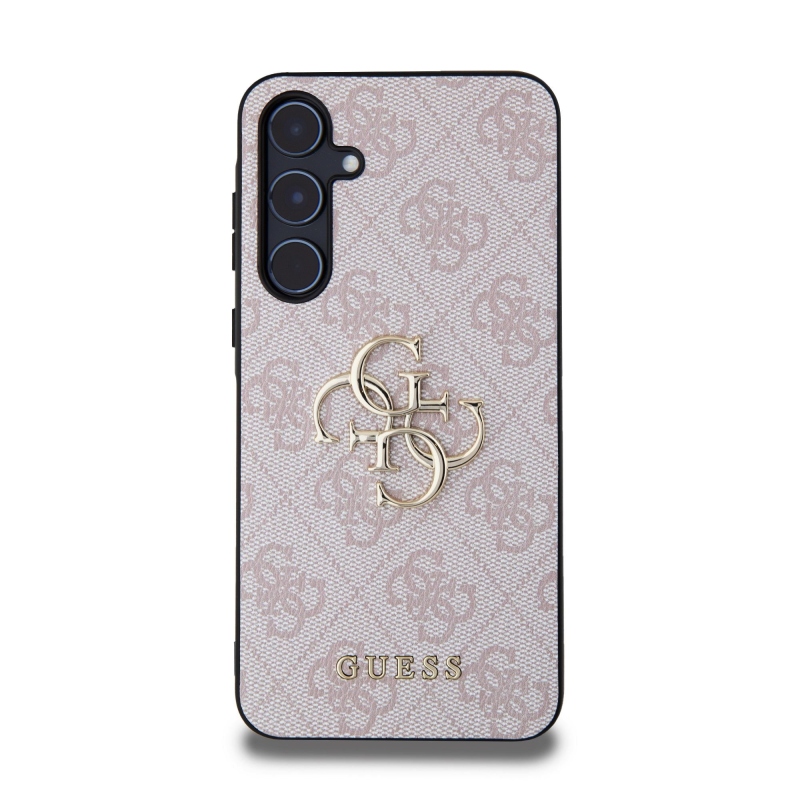 Guess PU 4G Metal Logo Zadní Kryt pro Samsung Galaxy A55 5G Pink