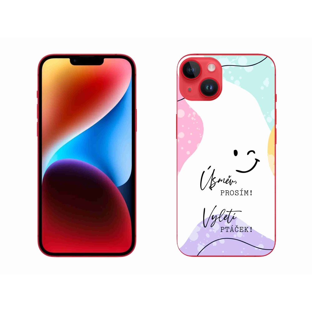 Gelový kryt mmCase na iPhone 14 Plus - vtipný text 4 bílé pozadí