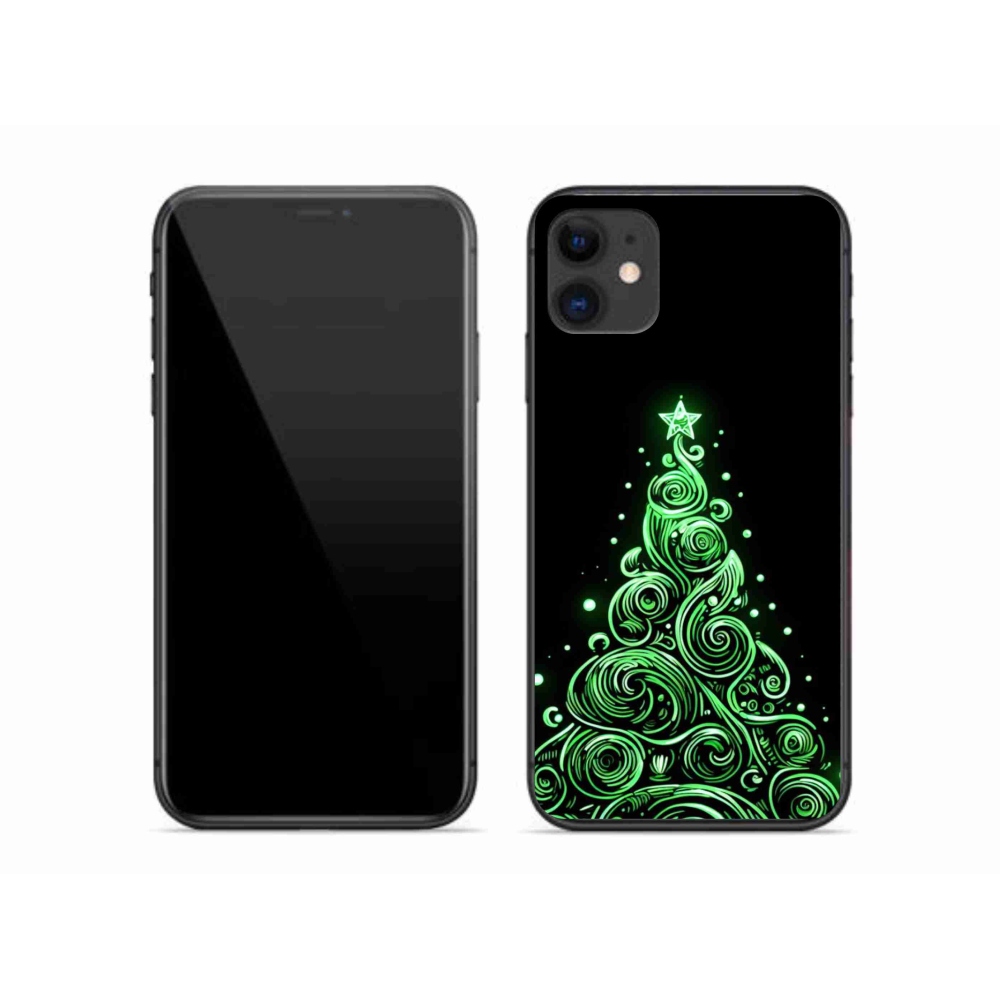 Gelový kryt mmCase na iPhone 11 - neonový vánoční stromek 3
