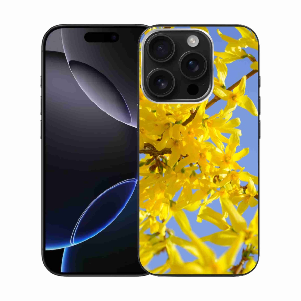 Gelový kryt mmCase na iPhone 16 Pro - žluté květy