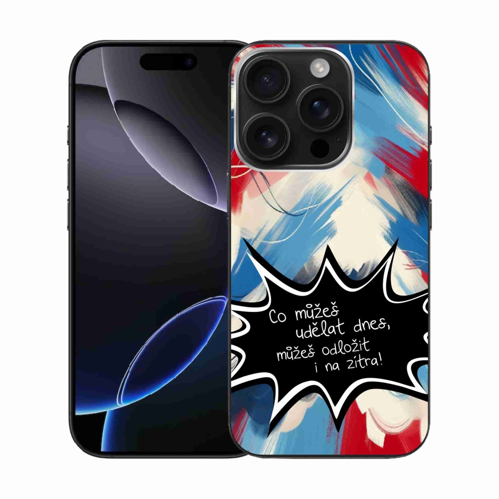 Gelový kryt mmCase na iPhone 16 Pro - vtipný text 9 černé pozadí