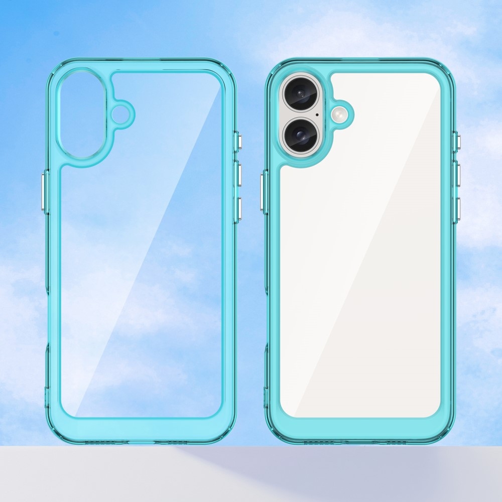 Gelový obal s pevnými zády na iPhone 16 - světlemodrý
