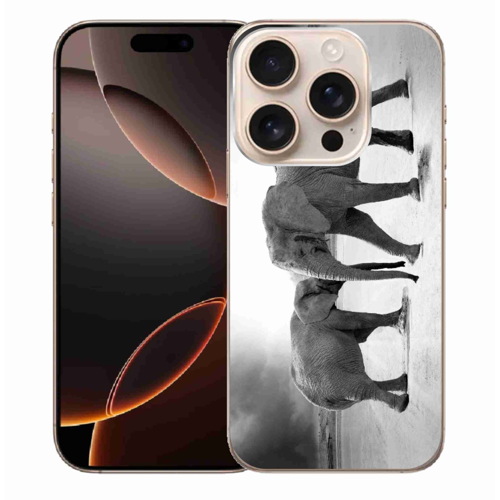 Gelový kryt mmCase na iPhone 16 Pro Max - černobílí sloni