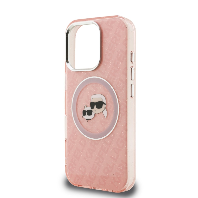 Karl Lagerfeld IML K&CH Heads Repeated Logo MagSafe Zadní Kryt pro iPhone 16 Pro Max Pink