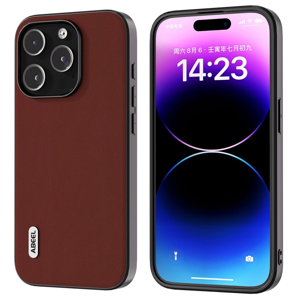 ABEEL gelový obal s pevnými zády na iPhone 15 Pro Max - kávový