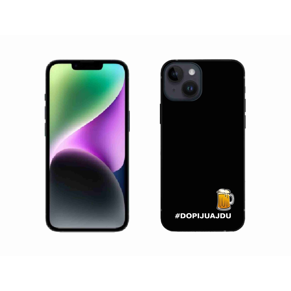 Gelový kryt mmCase na iPhone 14 - pivní motiv 1 černé pozadí