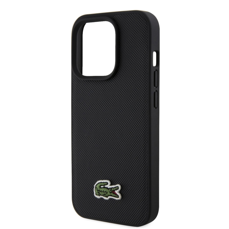 Lacoste Iconic Petit Pique Woven Logo MagSafe Zadní Kryt pro iPhone 15 Pro Black + USB-C/USB-C Datový Kabel
