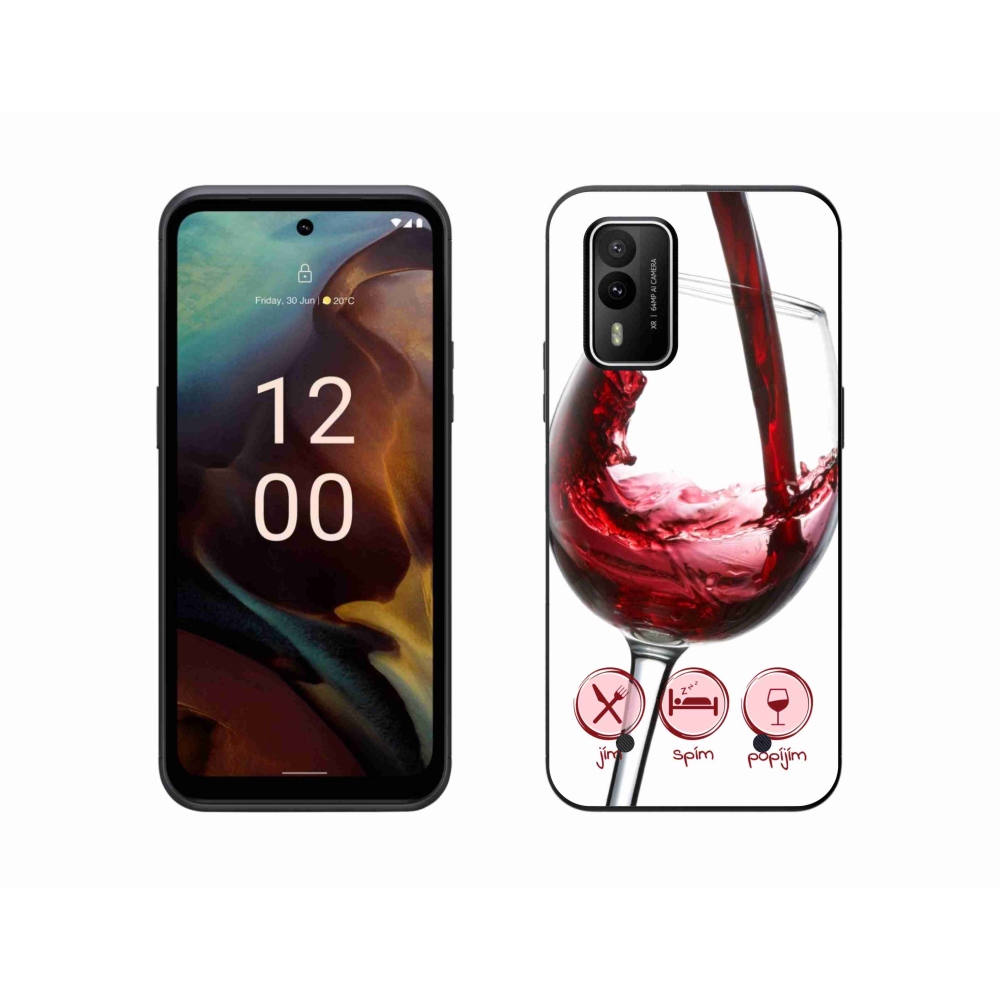 Gelový obal mmCase na Nokia XR21 - sklenička vína červené