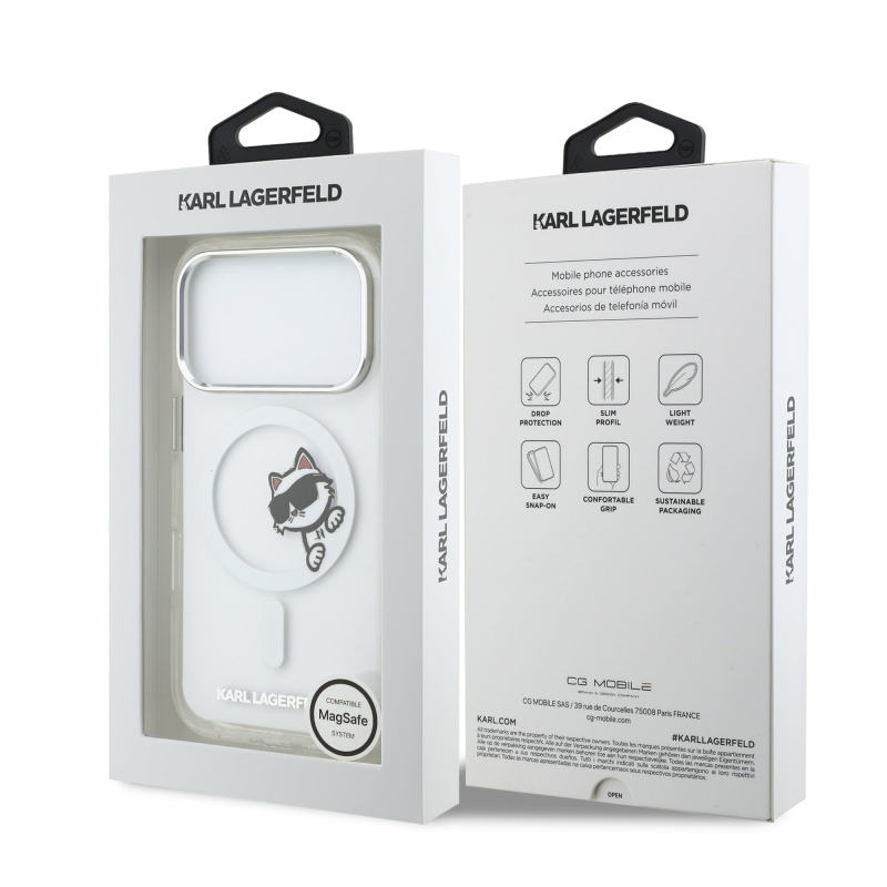 Karl Lagerfeld IML Choupette Peekaboo MagSafe Zadní Kryt pro iPhone 17 Pro Transparent
