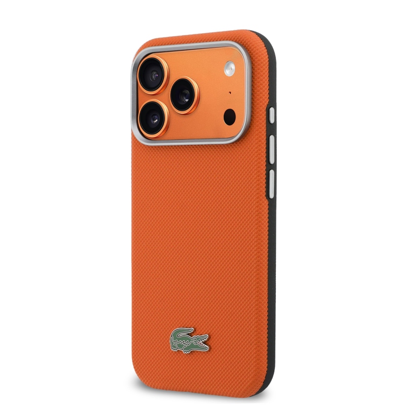 Lacoste PVC Petit Pique Semi Wrap MagSafe Kryt pro iPhone 17 Pro Max orange