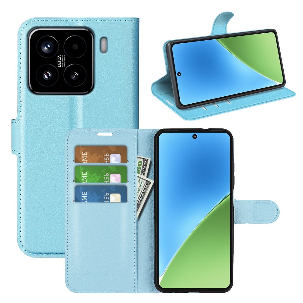 Litchi knížkové pouzdro na Xiaomi 15 - modré