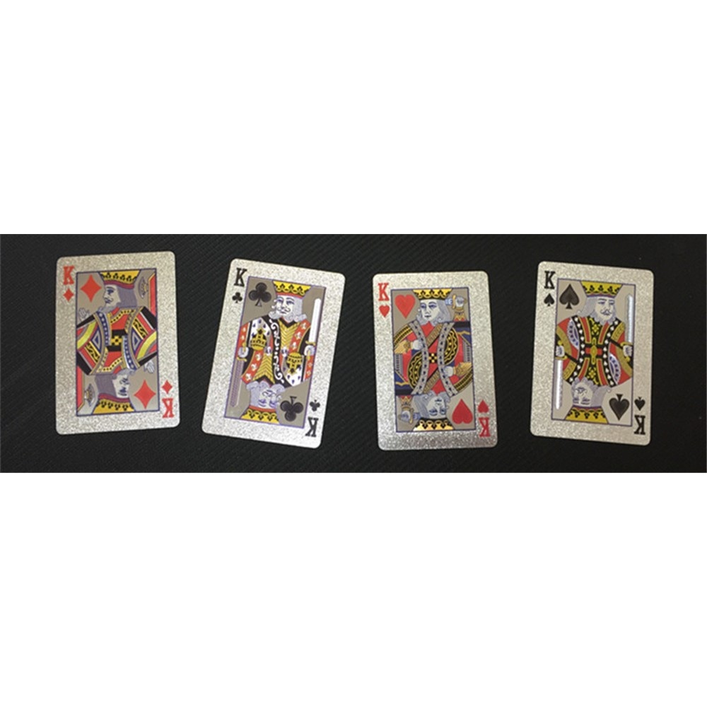 Voděodolné plastové hrací karty 100 dolarů ve stříbrném provedení 54 ks