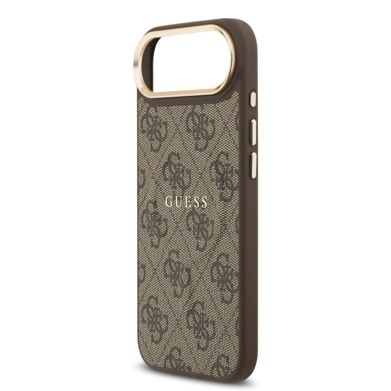 Guess PU Leather 4G Gold Frame MagSafe Zadní Kryt pro iPhone Air Brown