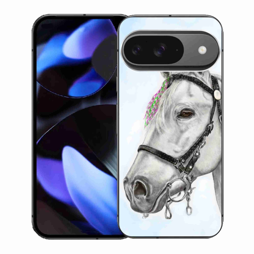 Gelový kryt mmCase na Google Pixel 9/9 Pro - bílý kůň 1