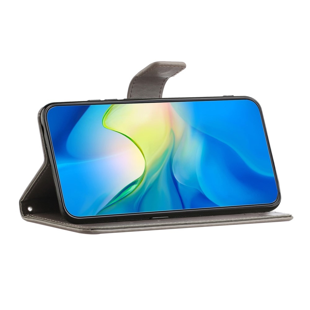 Flower knížkové pouzdro na Samsung Galaxy A56 5G - šedé