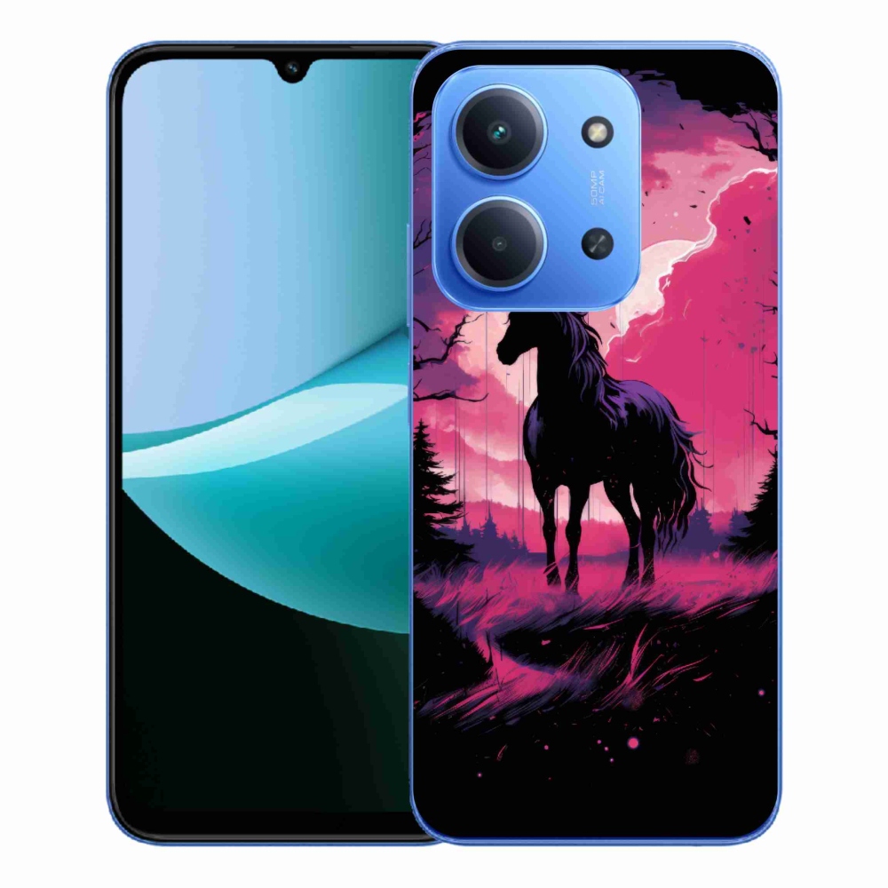 Gelový kryt mmCase na Xiaomi Redmi 15C 4G/5G (173mm) - černý kreslený kůň 1