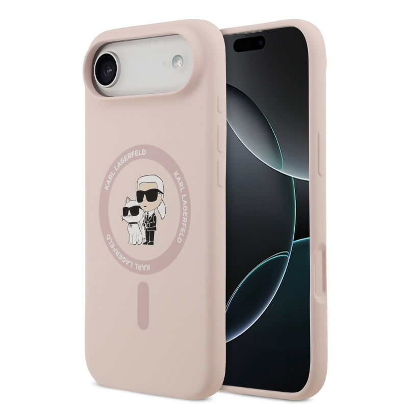 Karl Lagerfeld Liquid Silicone Karl and Choupette MagSafe Zadní Kryt pro iPhone 17 Air Pink