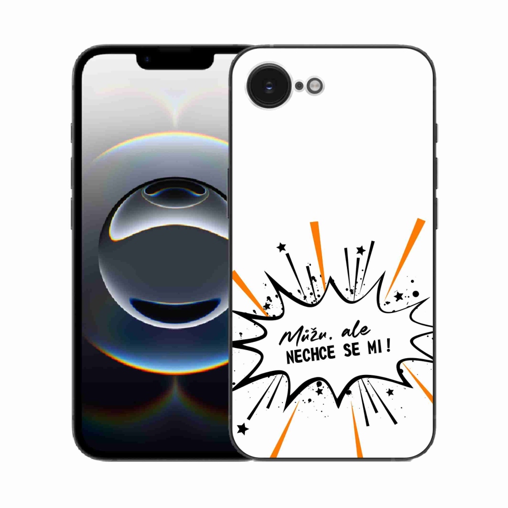 Gelový kryt mmCase na iPhone 16e - vtipný text 11 bílé pozadí