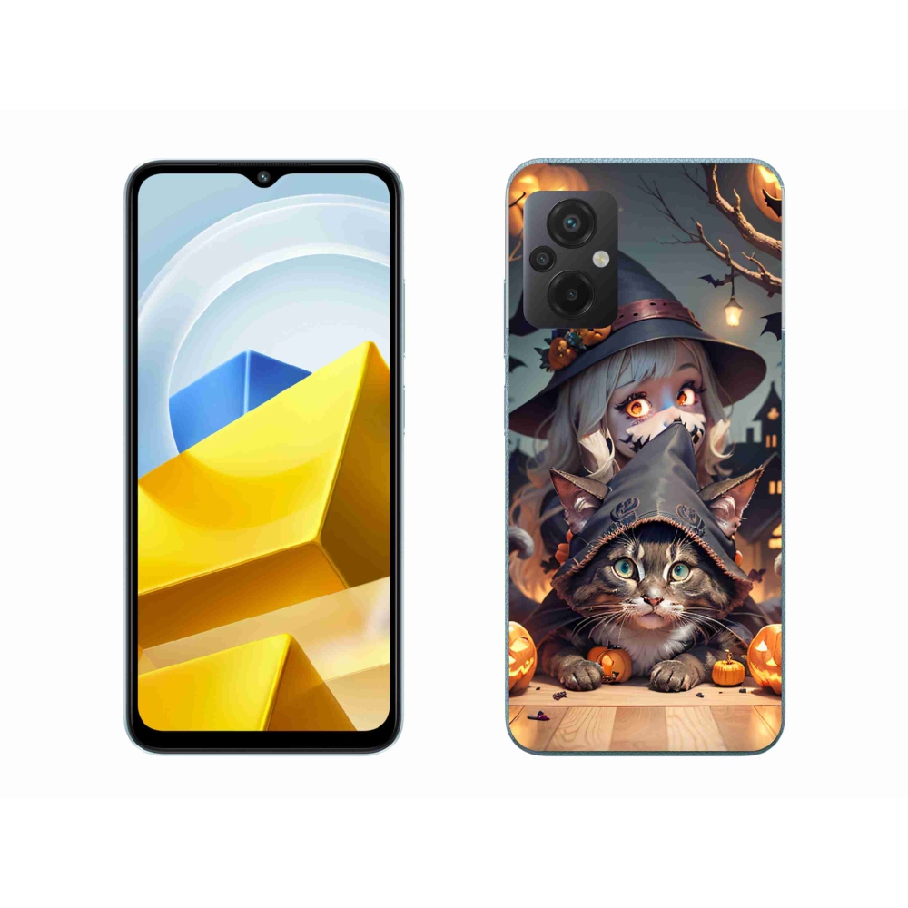 Gelový kryt mmCase na Xiaomi Poco M5 4G - čarodějnice s kočkou
