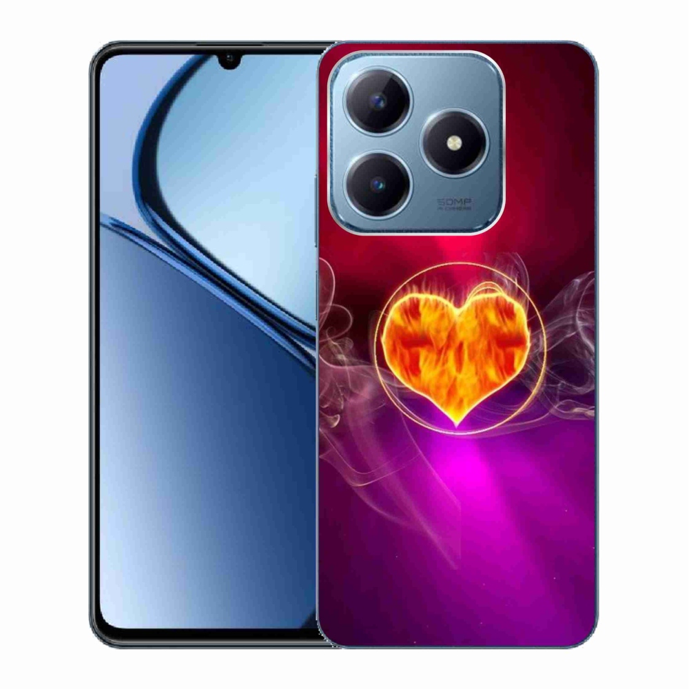 Gelový kryt mmCase na Realme C63 - ohnivé srdce