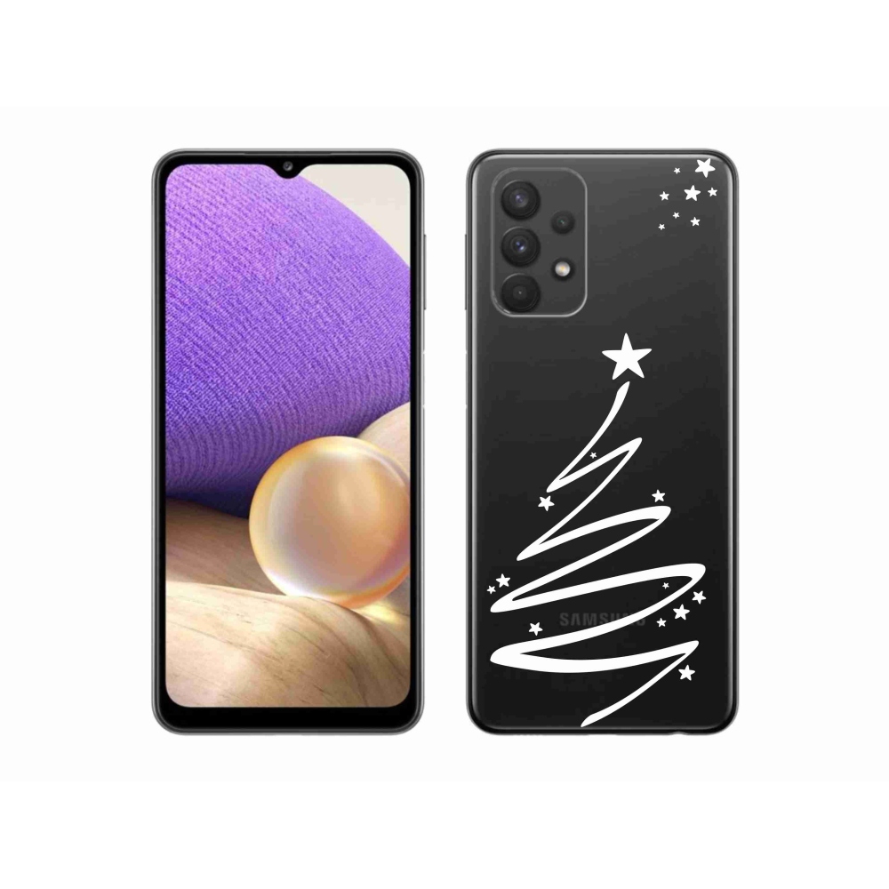Gelový kryt mmCase na Samsung Galaxy A32 5G - bílý stromeček na průhledném pozadí