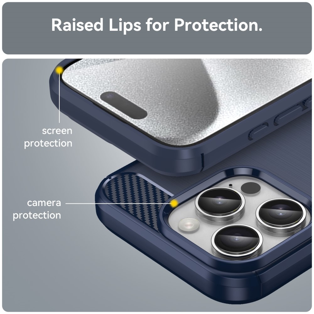Carbon odolný gelový obal na iPhone 16 Pro - modrý
