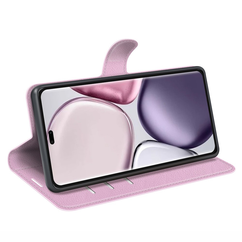 Litchi knížkové pouzdro na Honor Magic 7 Lite 5G - růžové