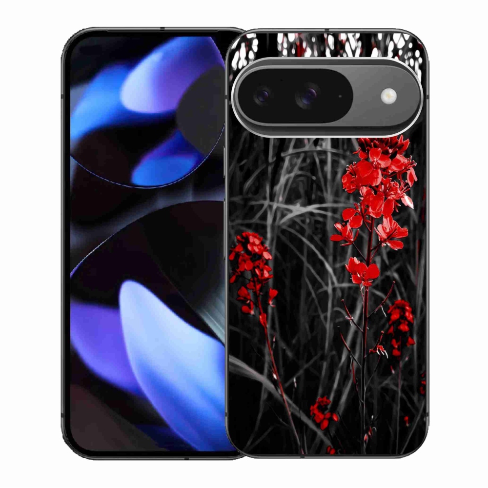 Gelový kryt mmCase na Google Pixel 9/9 Pro - červená rostlina